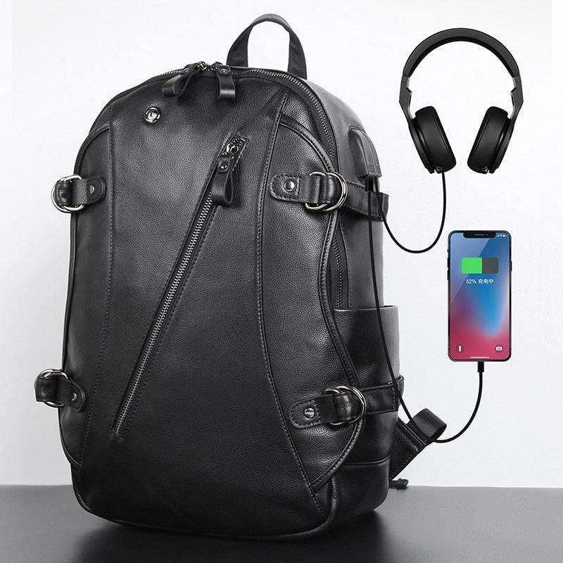 Sacs À Dos Cuir Pour Hommes L'école Avec Port Usb 15.6 Pouces