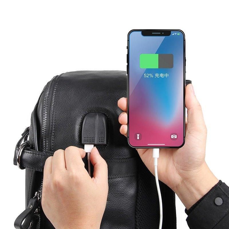 Sacs À Dos Cuir Pour Hommes L'école Avec Port Usb 15.6 Pouces