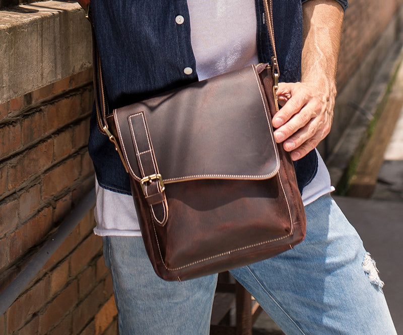 Sacs Pour Hommes Sac À Bandoulière Vintage Cuir Véritable