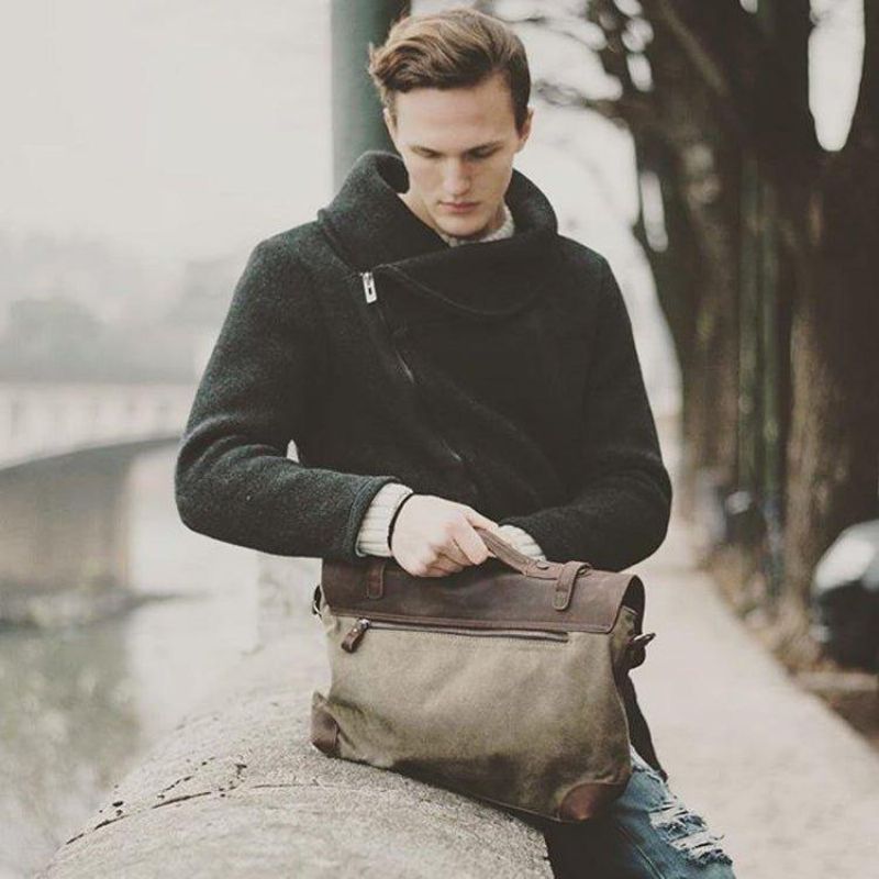 Sacs Messager Pour Ordinateur Portable Homme Cuir Et Toile