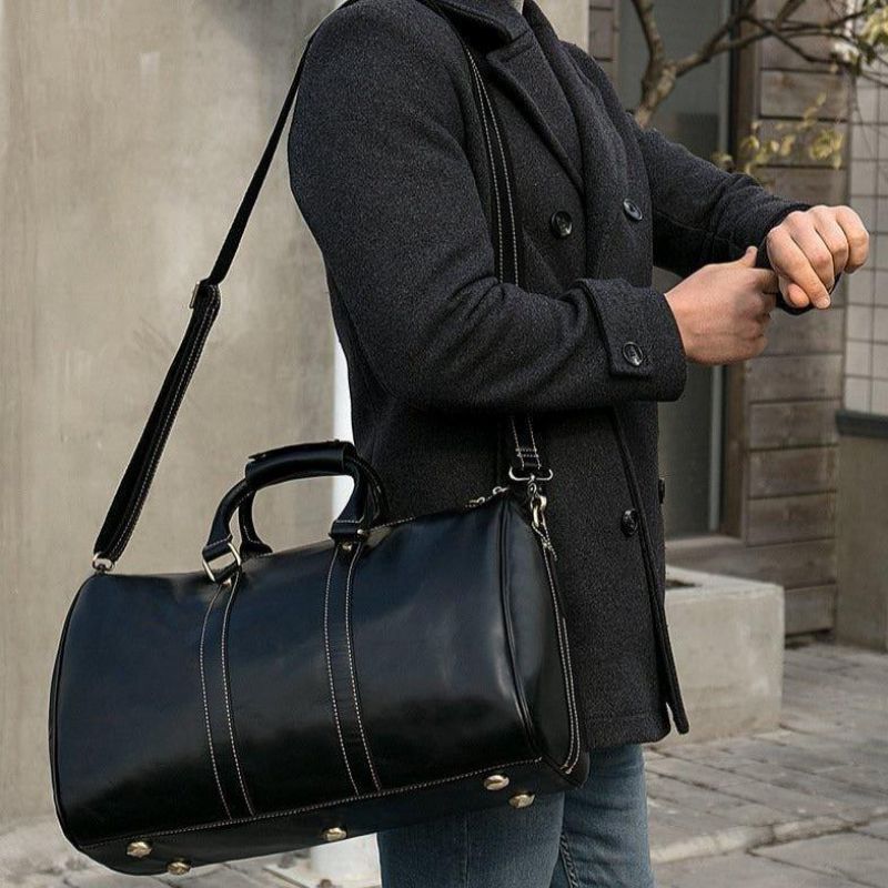 Sacs Polochons Cuir Véritable Pour Hommes 18 Pouces