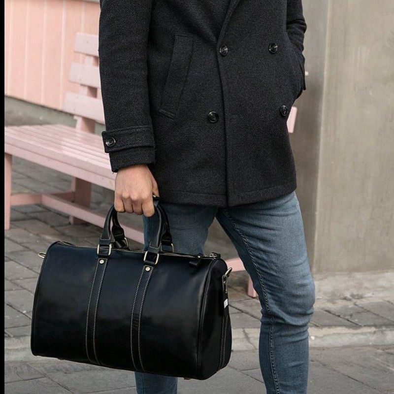 Sacs Polochons Cuir Véritable Pour Hommes 18 Pouces