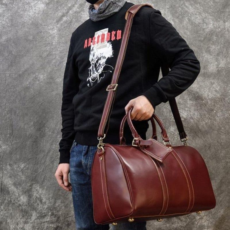 Sacs Polochons Cuir Véritable Pour Hommes 18 Pouces