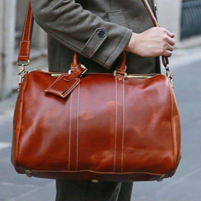 Sacs Polochons Cuir Véritable Pour Hommes 18 Pouces
