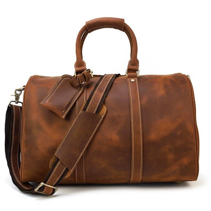 Sacs Polochons Cuir Véritable Pour Hommes 18 Pouces