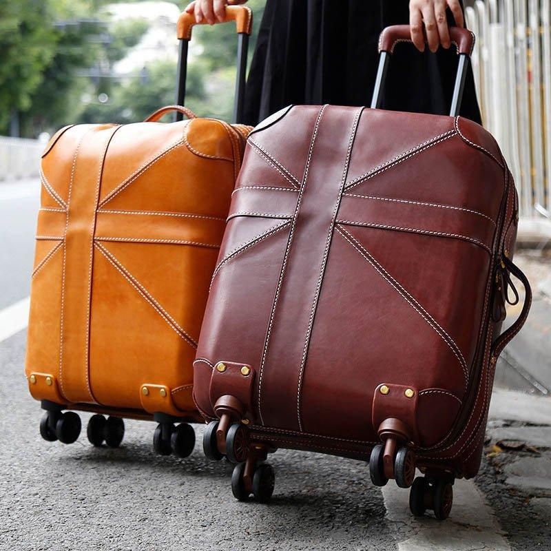 Valise Vintage Cuir Vache 20 Pouces