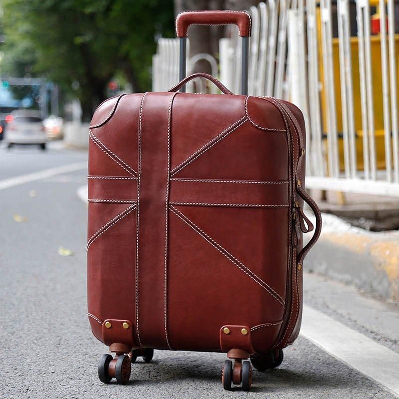 Valise Vintage Cuir Vache 20 Pouces