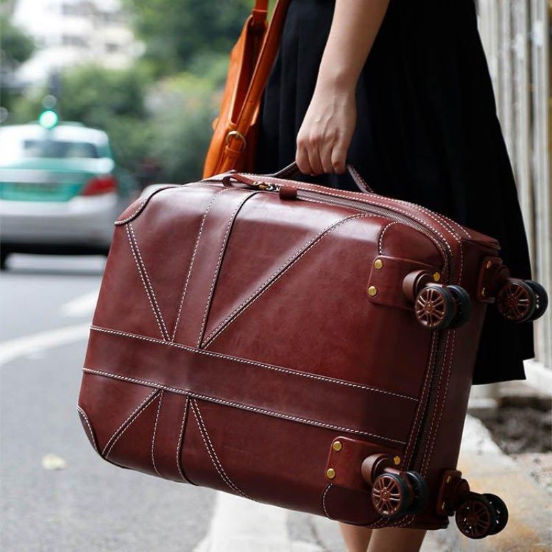 Valise Vintage Cuir Vache 20 Pouces