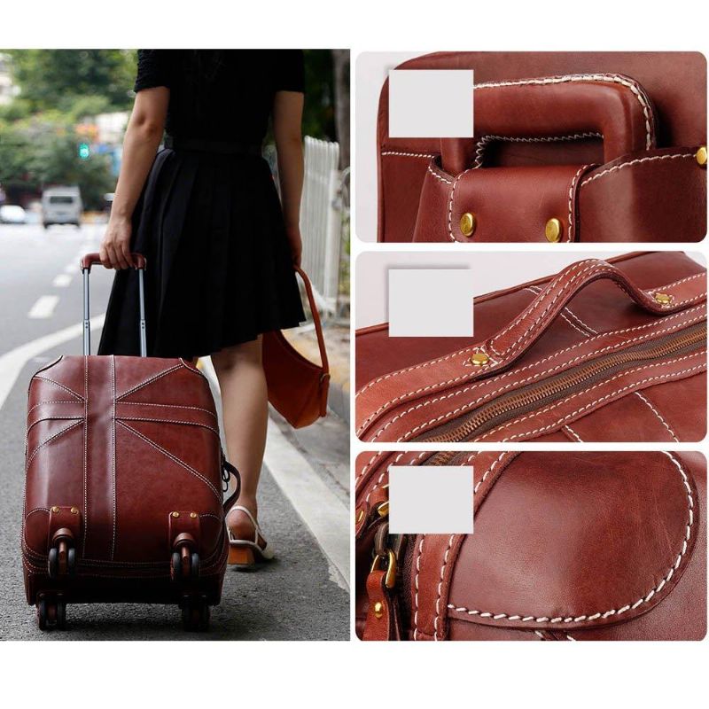 Valise Vintage Cuir Vache 20 Pouces