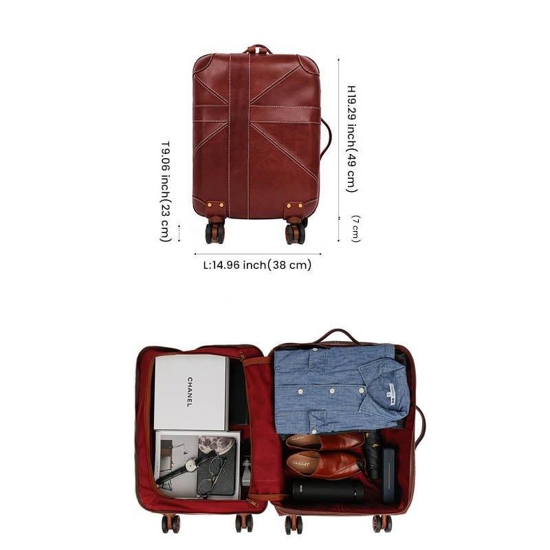 Valise Vintage Cuir Vache 20 Pouces