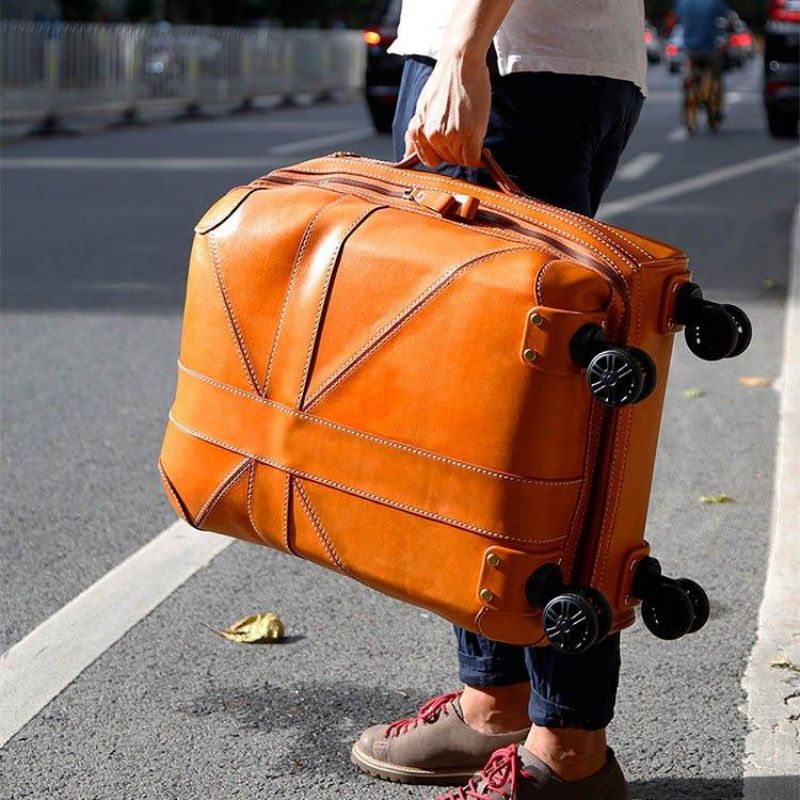 Valise Vintage Cuir Vache 20 Pouces