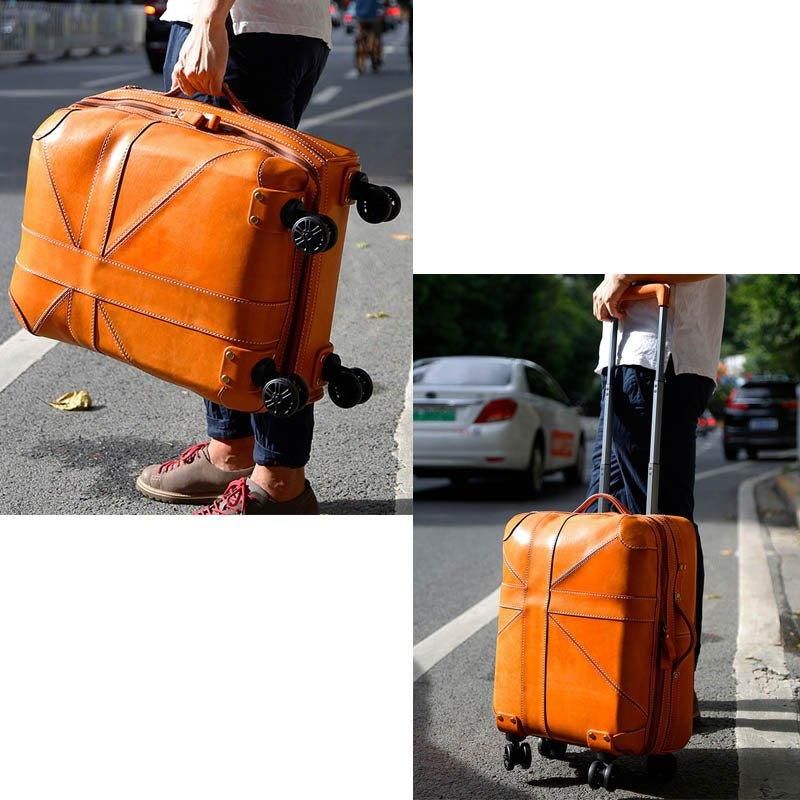 Valise Vintage Cuir Vache 20 Pouces