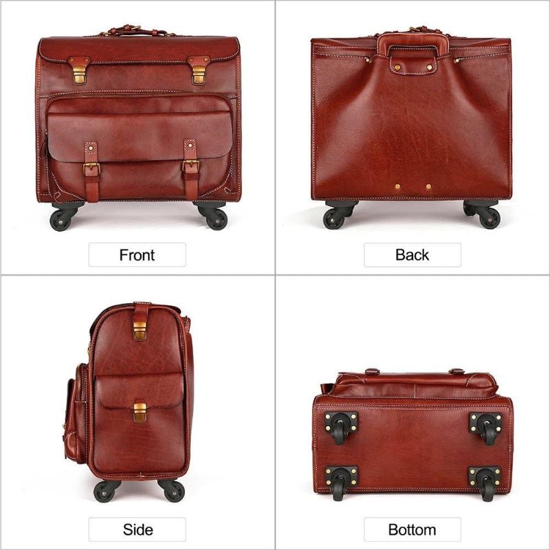 Valises À Main Cuir Vintage Pour Bagages 20 Pouces